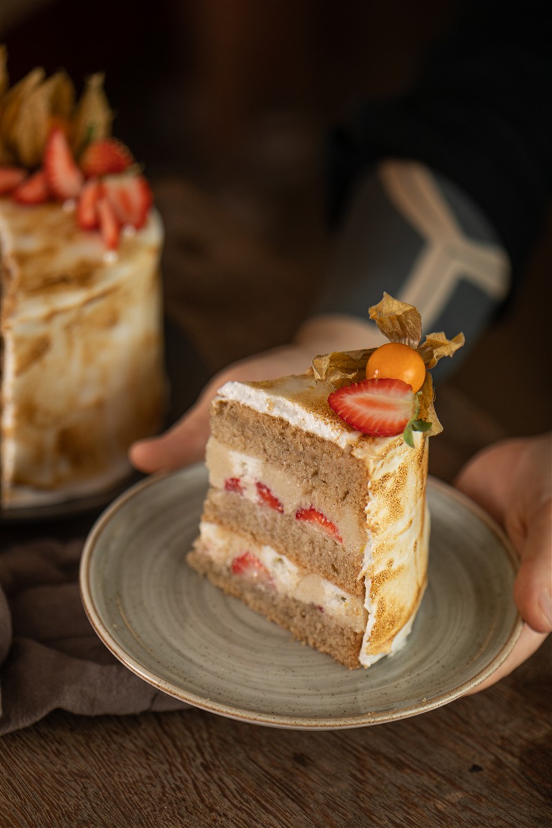 Bolo plant-based perfeito assado e estruturado